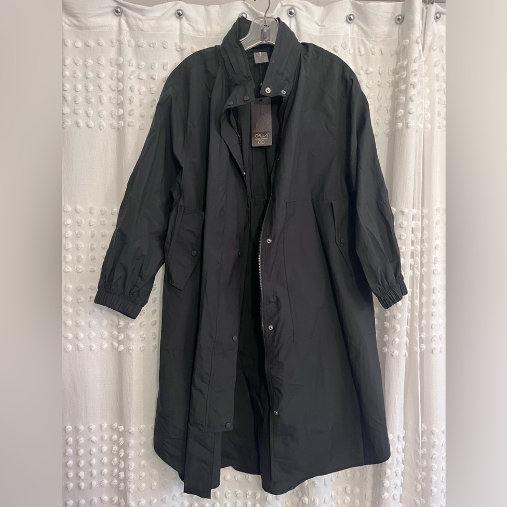 Calia by Carrie Underwood Black Journey Trenchcoat Parka Rain Jacket NWT S/M